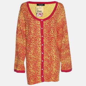 Anna Scholz Red/yellow Animal Print Jersey Cardigan Xl